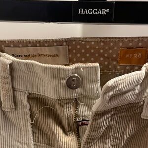 Pilcro Cream Corduroy Straight Leg Jeans